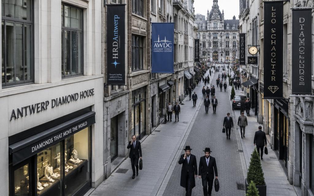 Traders walking through the Antwerp diamond district